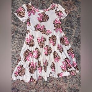 Minnie Mouse Leopard and Pink Bow twirl Dress